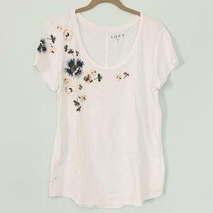 Loft tee with flower embroidery, M
